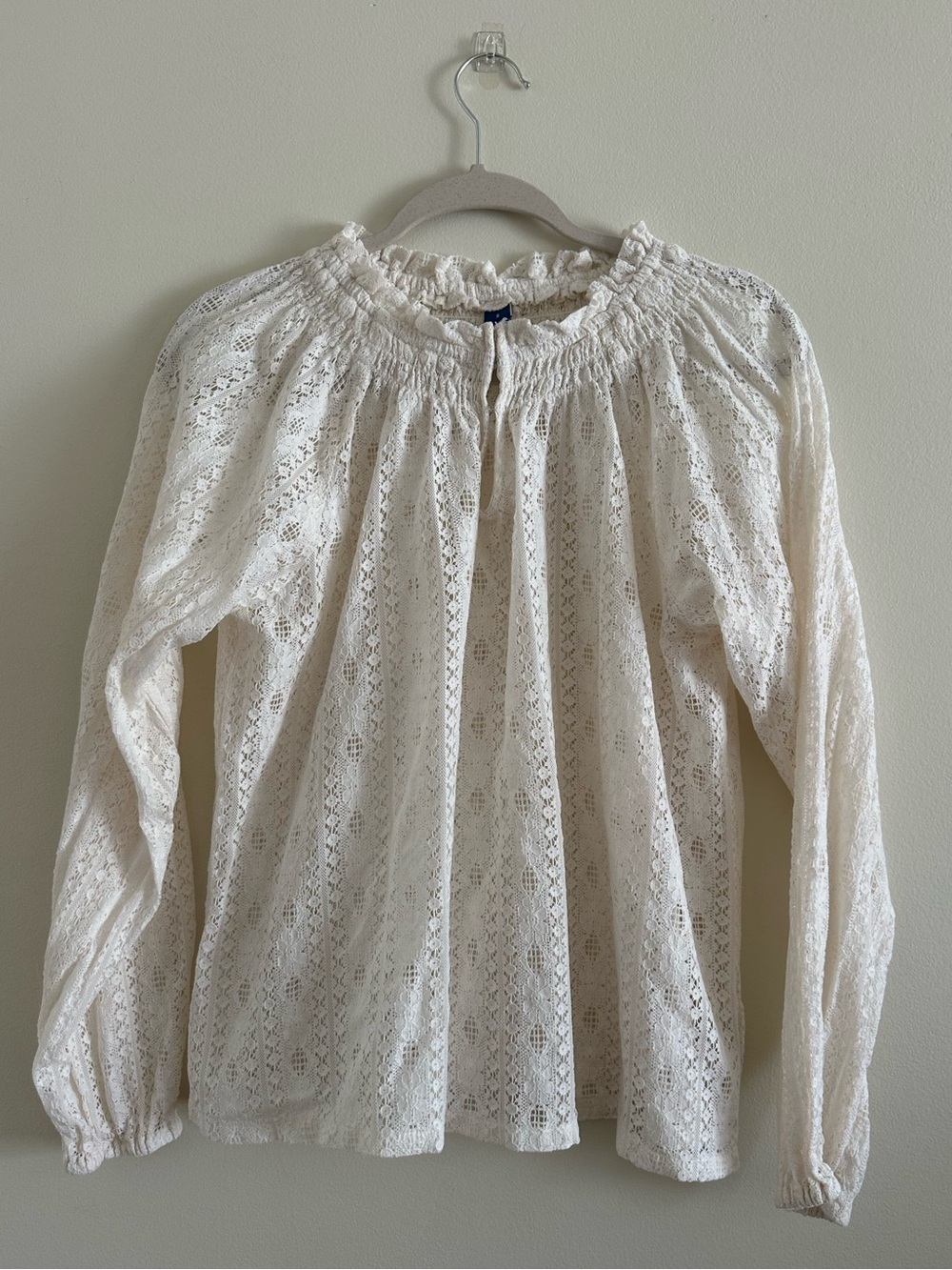 Old Navy White Lace Peasant Blouse - Long Sleeve